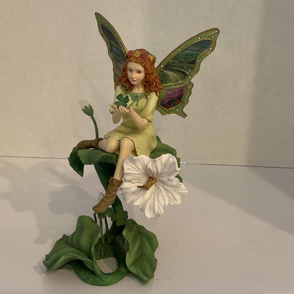Lena Liu “The Bradford Exchange “ collectible Fairy Figurine with Green Wings